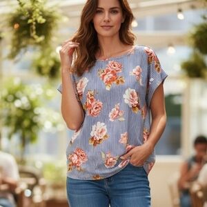 SPEED LIMIT MPH Womens Floral Crew Neck Top Blouse Plus Size 2X